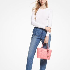 Micheal Kors Jet Set Travel Extra-Small Logo Top-Zip Tote Bag Pink